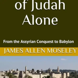 The book cover for "Answers and Aids to Bible Questions, Puzzles, and Problems" showcases a subtitle "From the Assyrian Conquest to Babylon" by James Allen Moseley, adorned with a historical cityscape featuring stone walls and distant buildings.